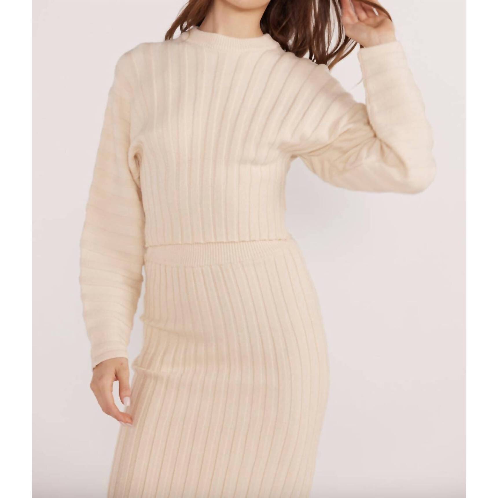 New Minkpink Layla Sculpted 3d Rib Sweater In Winter White